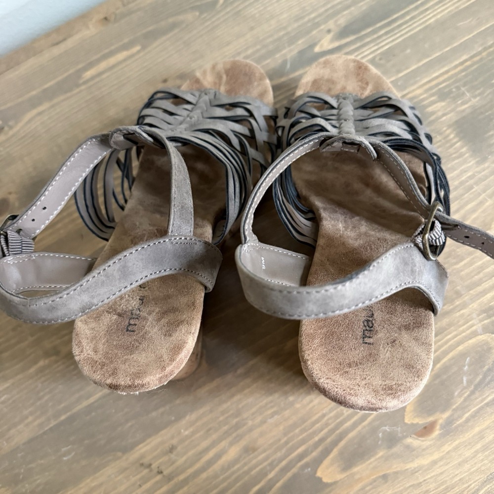Maurice's Womens 9M Brown Strappy Cork Wedge Open‎ Toe Sandals Heel - Picture 8 of 10